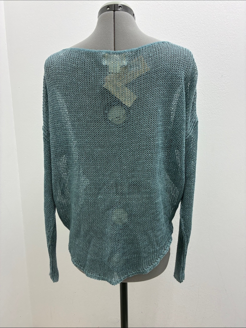 Ralph Lauren Teal Open-Weave Off-the-Shoulder Sweater - Picture 5 of 8
